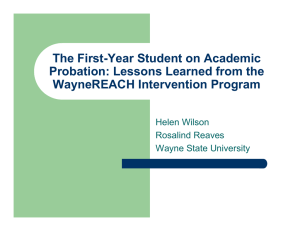 The First-Year Student on Academic Probation: Lessons Learned from the Helen Wilson
