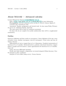 About MA1132 — Advanced calculus