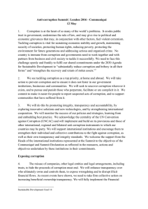 1. Corruption is at the heart of so many of the... trust in government, undermines the rule of law, and may...