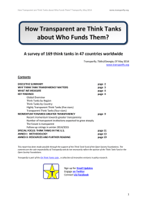 How Transparent are Think Tanks about Who Funds Them? Contents