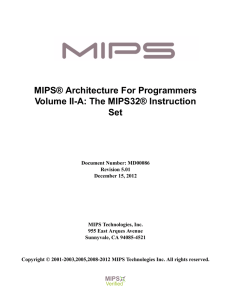 MIPS® Architecture For Programmers Volume II-A: The MIPS32® Instruction Set