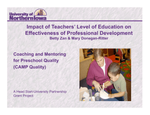 Impact of Teachers’ Level of Education on Effectiveness of Professional Development