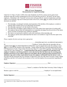 Under the U.S. Dept. of Labor’s (DOL) Fair Labor Standards... minimum wage and overtime compensation for the services that they... Office of Career Management