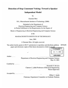 Detection  of Stop  Consonant Voicing:  Toward a... Independent Model