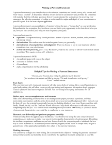 Writing a Personal Statement