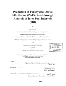Analysis  of Inter-beat Intervals (IBI) Prediction of Paroxysmal  Atrial
