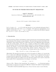 ON SUMS OF PRIMES FROM BEATTY SEQUENCES Angel V. Kumchev