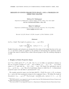 HEIGHTS IN FINITE PROJECTIVE SPACE, AND A PROBLEM ON DIRECTED GRAPHS