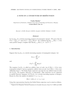A NOTE ON A CONJECTURE OF ERD ˝ OS-TUR ´ AN Csaba S´