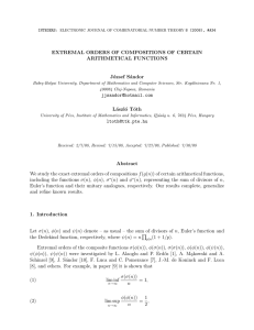 EXTREMAL ORDERS OF COMPOSITIONS OF CERTAIN ARITHMETICAL FUNCTIONS J´ ozsef S´