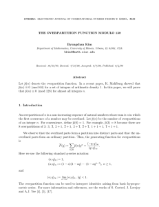 THE OVERPARTITION FUNCTION MODULO 128 Byungchan Kim