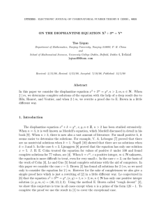 ON THE DIOPHANTINE EQUATION X + 3 = Y Tao Liqun