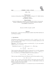 INTEGERS 9 (2009), 375-400 #A30 ) = F Florian Luca