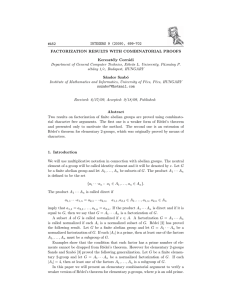 #A52 INTEGERS 9 (2009), 699-702 FACTORIZATION RESULTS WITH COMBINATORIAL PROOFS Kereszt´ely Corr´adi