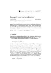 Lagrange Inversion and Schur Functions