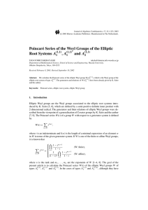 Poincar´e Series of the Weyl Groups of the Elliptic A , A ,