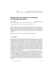 Modular Data: The Algebraic Combinatorics of Conformal Field Theory