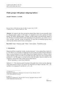 Finite groups with planar subgroup lattices Joseph P. Bohanon ·