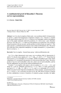 A combinatorial proof of Klyachko’s Theorem on Lie representations L. G. Kov´acs ·