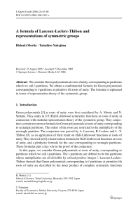 A formula of Lascoux-Leclerc-Thibon and representations of symmetric groups Hideaki Morita ·