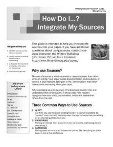 How Do I…? Integrate My Sources