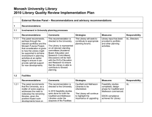 Monash University Library 2010 Library Quality Review Implementation Plan