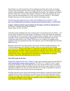 Dean Nimmer was cited several times for his explanation and... used the Linux kernel header files when it created Android...