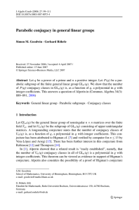 Parabolic conjugacy in general linear groups Simon M. Goodwin · Gerhard Röhrle