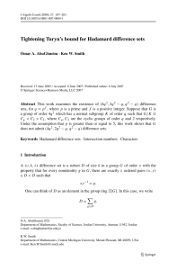 Tightening Turyn’s bound for Hadamard difference sets Omar A. AbuGhneim