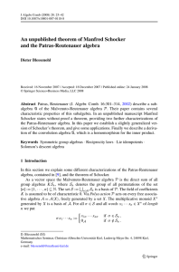 An unpublished theorem of Manfred Schocker and the Patras-Reutenauer algebra Dieter Blessenohl