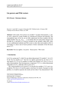 Lie powers and Witt vectors R.M. Bryant · Marianne Johnson