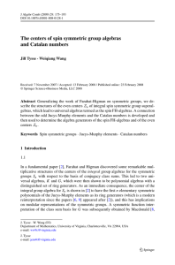 The centers of spin symmetric group algebras and Catalan numbers Jill Tysse