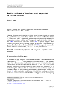 Leading coefficients of Kazhdan–Lusztig polynomials for Deodhar elements Brant C. Jones