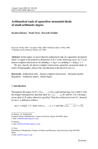 Arithmetical rank of squarefree monomial ideals of small arithmetic degree Kyouko Kimura