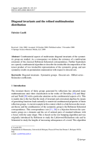 Diagonal invariants and the refined multimahonian distribution Fabrizio Caselli