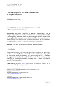 Lefschetz properties and basic constructions on simplicial spheres Eric Babson · Eran Nevo