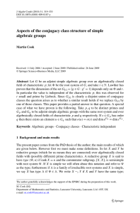 Aspects of the conjugacy class structure of simple algebraic groups Martin Cook