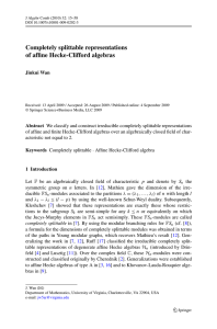 Completely splittable representations of affine Hecke-Clifford algebras Jinkui Wan