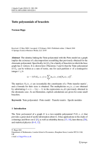 Tutte polynomials of bracelets Norman Biggs