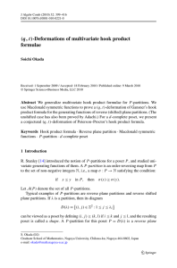 (q, t ) -Deformations of multivariate hook product formulae Soichi Okada