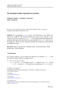 On maximal weakly separated set-systems Vladimir I. Danilov Gleb A. Koshevoy