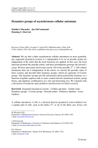 Dynamics groups of asynchronous cellular automata Matthew Macauley Henning S. Mortveit
