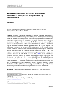 Refined enumerations of alternating sign matrices: (d, m) and bottom row Ilse Fischer