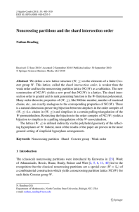 Noncrossing partitions and the shard intersection order Nathan Reading