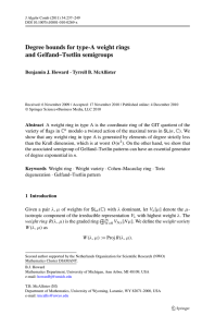 Degree bounds for type-A weight rings and Gelfand–Tsetlin semigroups Benjamin J. Howard