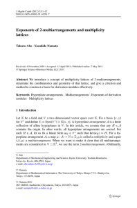 Exponents of 2-multiarrangements and multiplicity lattices Takuro Abe · Yasuhide Numata