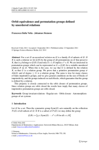 Orbit equivalence and permutation groups defined by unordered relations Francesca Dalla Volta