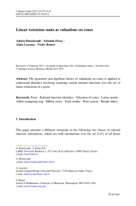 Linear extension sums as valuations on cones Adrien Boussicault Alain Lascoux