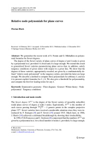 Relative node polynomials for plane curves Florian Block