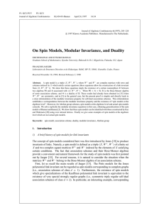 On Spin Models, Modular Invariance, and Duality